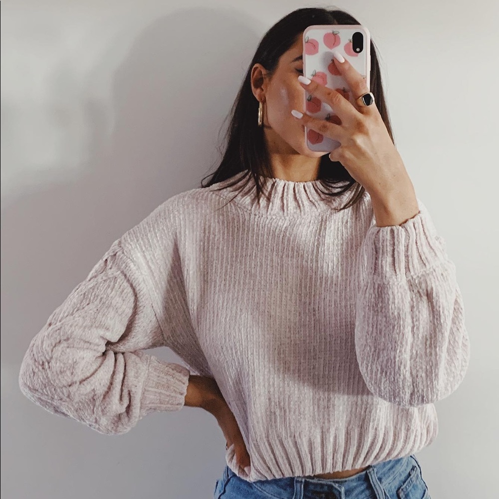 Princess Polly Pink Chenille Cable-Knit Sweater